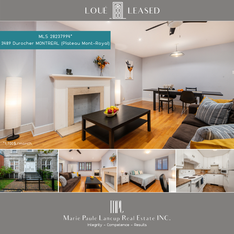 Marie Paule Lancup Real Estate Inc - 3489 rue Durocher MONTREAL (Plateau Mont-Royal) - LEASED * LOUÉ