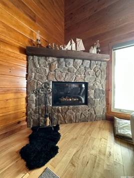 Propane fireplace nestled in living corner