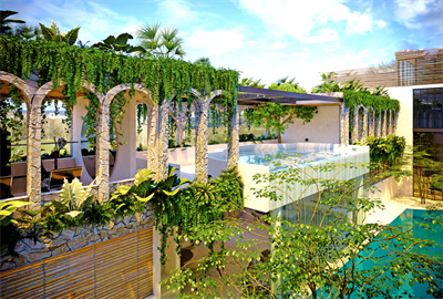 Luxury loft w/ poolside terrace close to holistika 