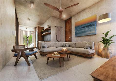 living room - condo with terrace for sale in Playa del Carmen