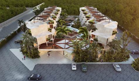 aerial view - condo with private pool for sale in Playa del Carmen