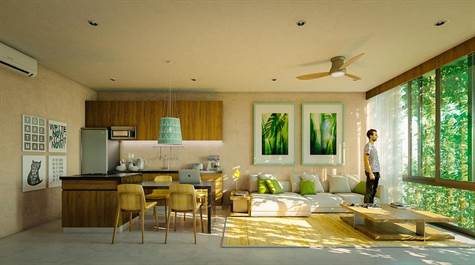 Great location new project development for sale TULUM living room
