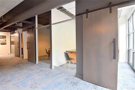 Sliding doors to access the private offices.