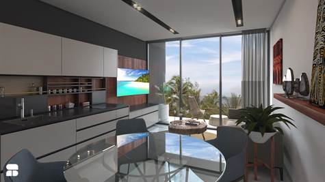 kitchen Deluxe condo with terrace for sale in Playa del Carmen