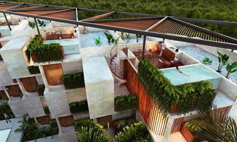 aerial view - condo with terrace for sale in Playa del Carmen