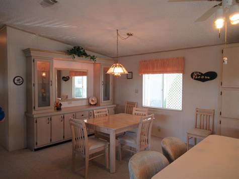 Dining area with cabinet