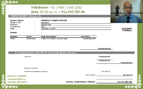 5. Total contract price - Php11,717,787.95