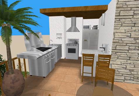 common area rooftop grill with kitchen