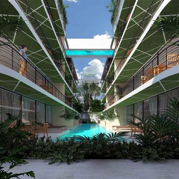 NEW CONDOS for sale in TULUM - view on the nature  INDOOR COURT