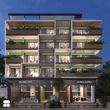 Front facade - Deluxe condo with terrace for sale in Playa del Carmen