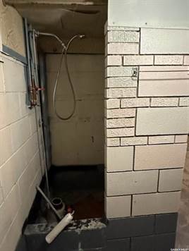 Shower stall in basement