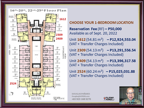 11. Choose your 1-Bedroom Location