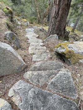 elegant rockwork to start of trail