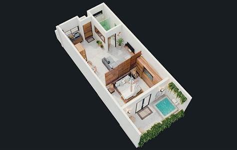 Terrasse avec piscine privée