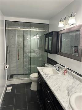 Master bedroom with newly installed shower