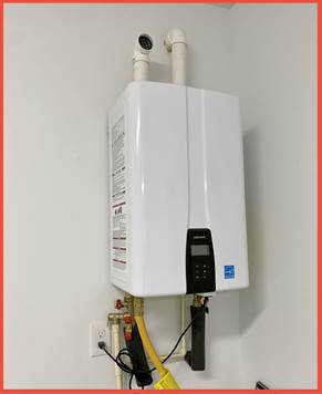Tankless hot water tank. Pic of model.