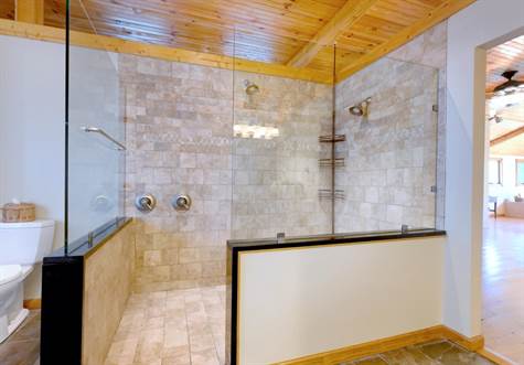 master double shower w/ radiant heat floor