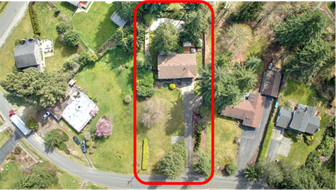 Large lot...5/8's of an acre! (note: the red lines are not the exact property lines, only to be used as a point of reference) 