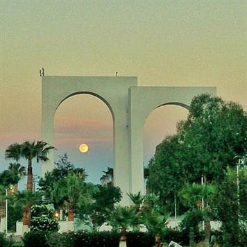 San Felipe Arches at night with moon