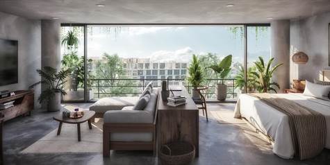 living room - Condo with balcony for sale in Playa del Carmen