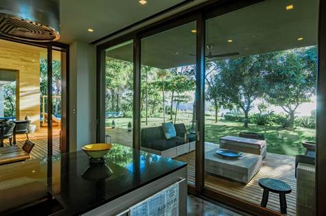 Glass doors to outside