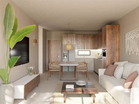 Living Room to dining area rendering