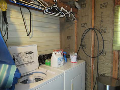 Shed with washer and dryer