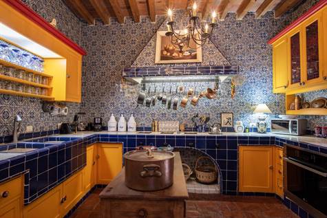 Traditional Mexican tiled kitchen