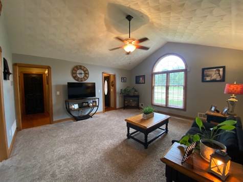 Vaulted Carpeted Living Room 