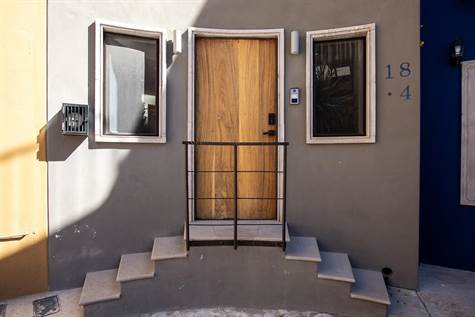 Elegant wooden front door