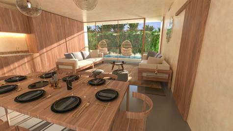 APPARTMENTS AND VILLAS FOR SALE IN TULUM LIVING ROOM