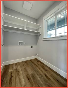 Designated utility/laundry room. Bright and airy great room.  Pic of model home with possible upgrades. 