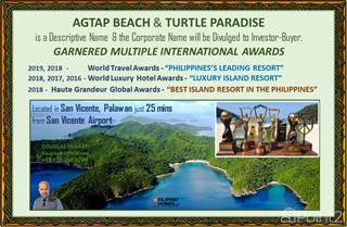 Best Island Resort with Multiple Int’l. Awards in 2018 – AGTAP BEACH & TURTLE PARADISE in Palawan, San Vicente, Palawan