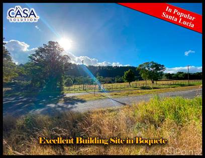 Excellent & Flat Building Site Lot with Mountain Views for Sale in Santa Lucia, Boquete, Boquete, Chiriquí